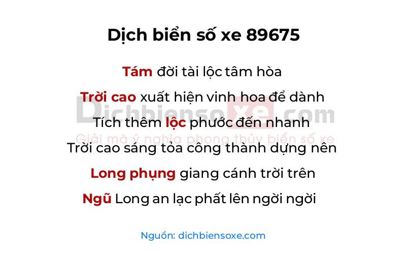 Dịch thơ biển số 89675