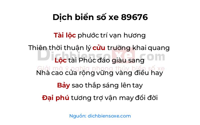 Dịch thơ biển số 89676