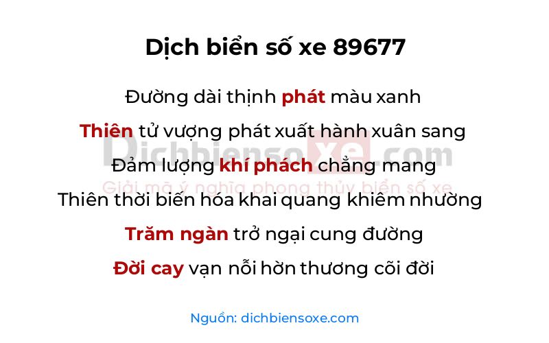 Dịch thơ biển số 89677