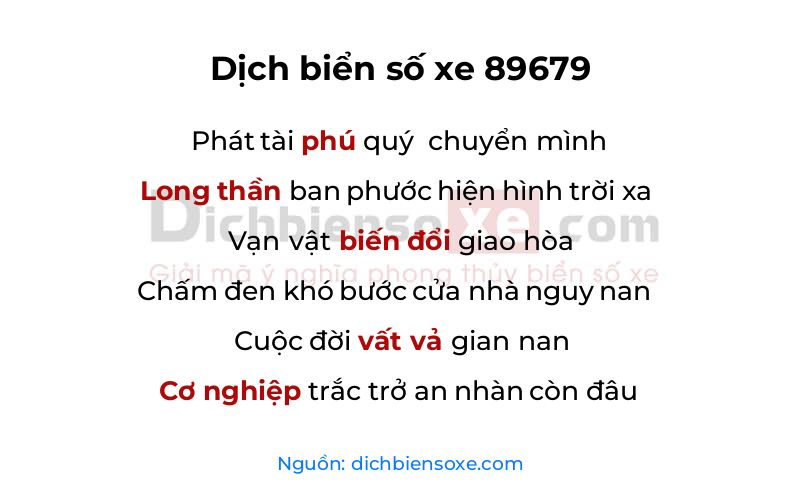 Dịch thơ biển số 89679