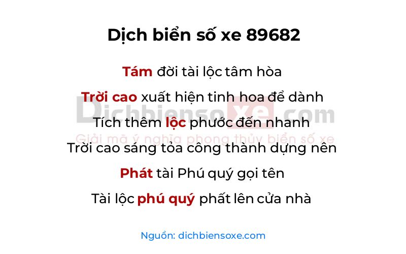 Dịch thơ biển số 89682