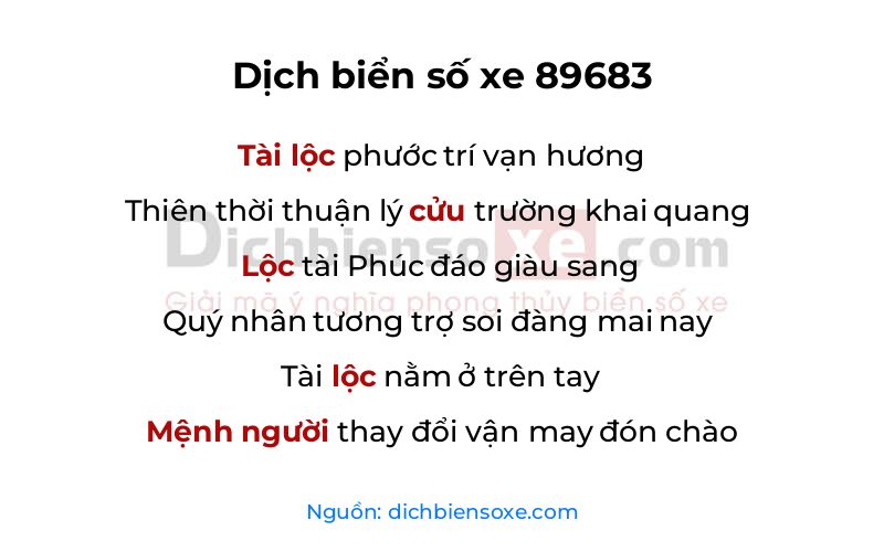 Dịch thơ biển số 89683