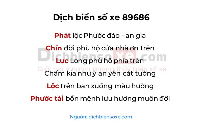 Dịch thơ biển số 89686
