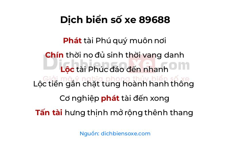 Dịch thơ biển số 89688