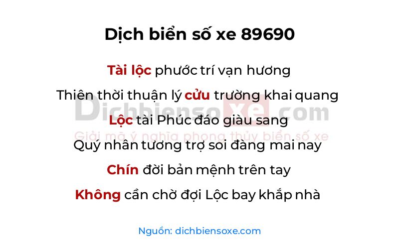 Dịch thơ biển số 89690