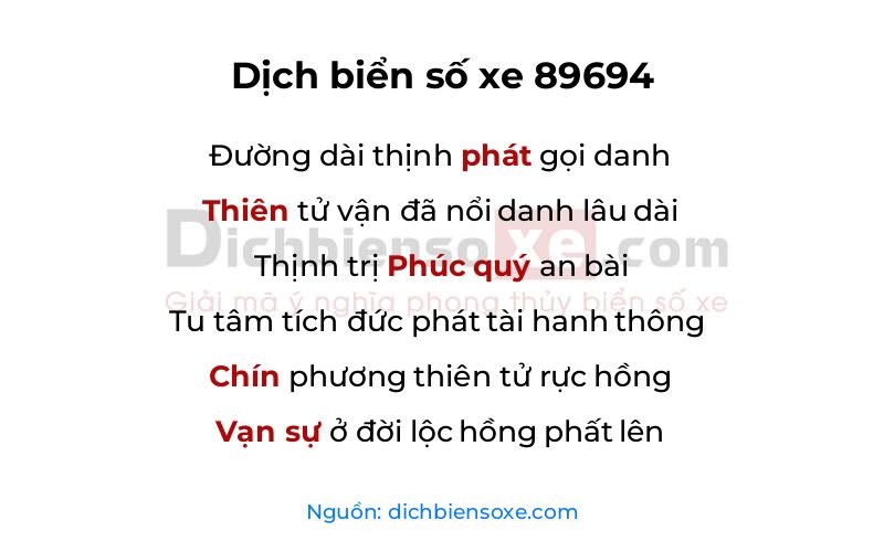 Dịch thơ biển số 89694