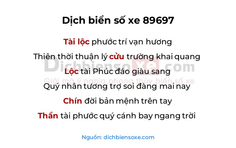 Dịch thơ biển số 89697
