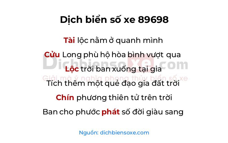 Dịch thơ biển số 89698