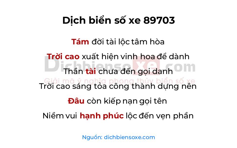 Dịch thơ biển số 89703