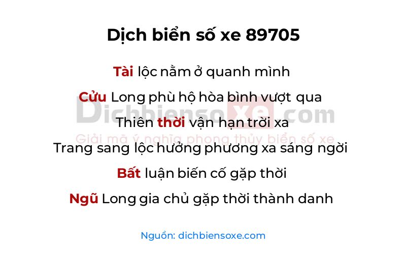 Dịch thơ biển số 89705