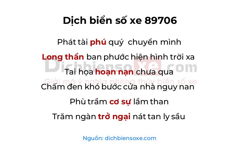 Dịch thơ biển số 89706