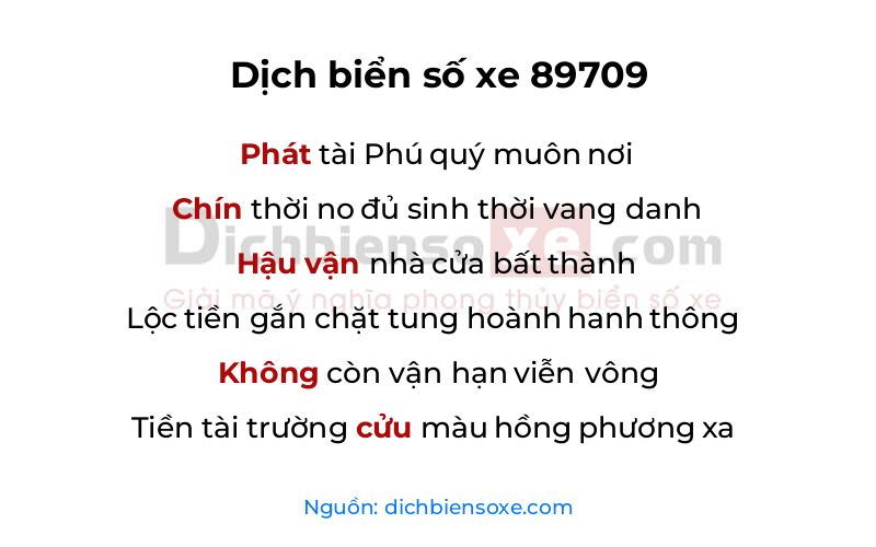 Dịch thơ biển số 89709