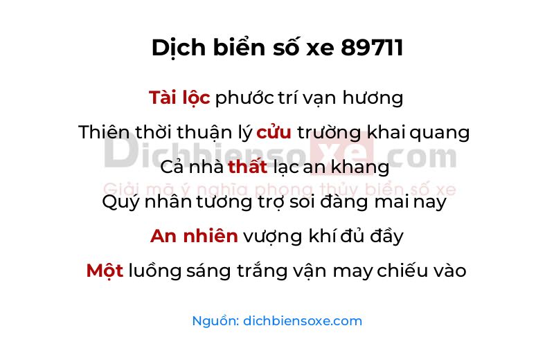 Dịch thơ biển số 89711