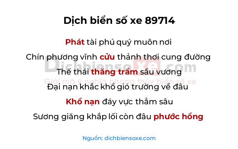 Dịch thơ biển số 89714