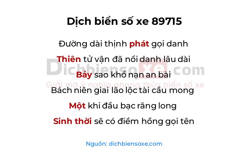 Dịch thơ biển số 89715