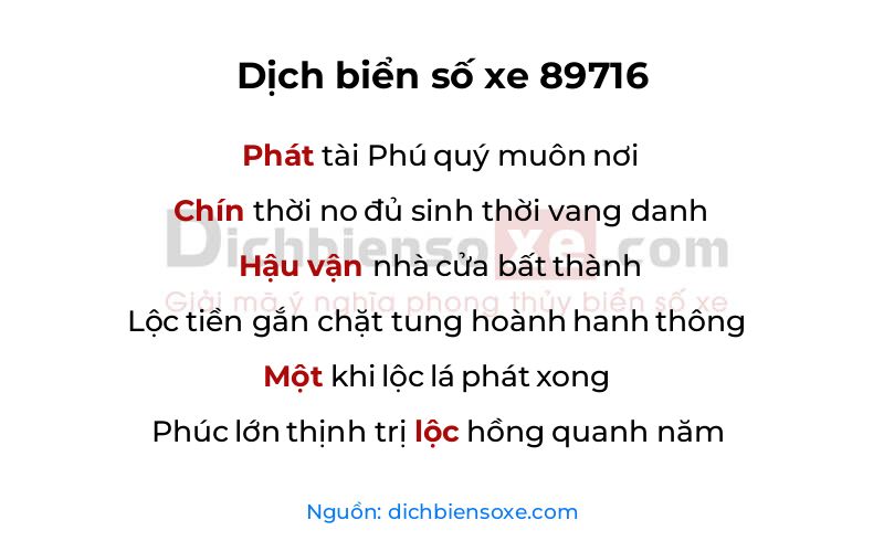 Dịch thơ biển số 89716