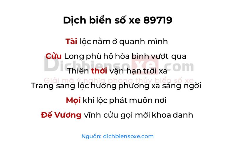 Dịch thơ biển số 89719