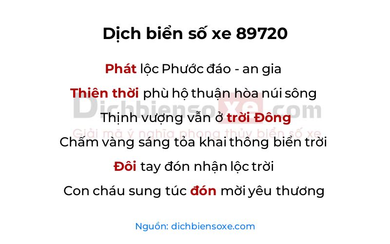 Dịch thơ biển số 89720