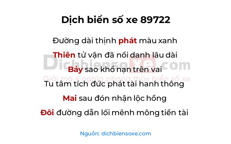 Dịch thơ biển số 89722