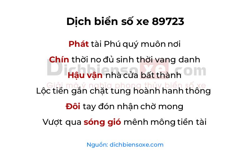 Dịch thơ biển số 89723