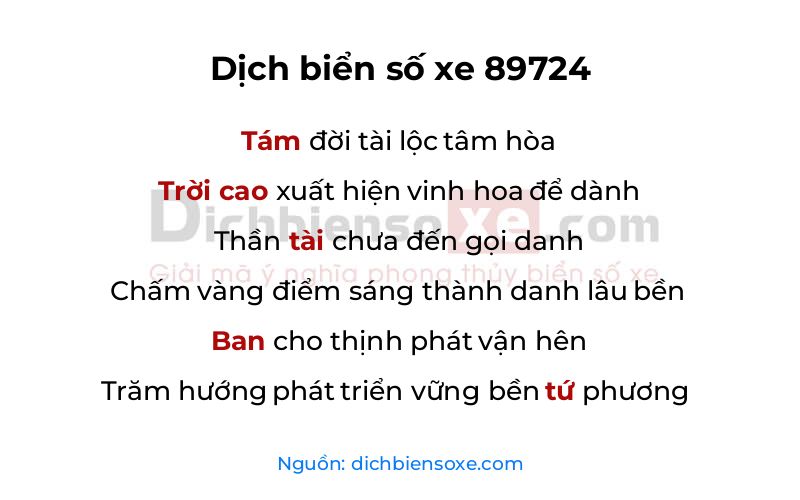 Dịch thơ biển số 89724