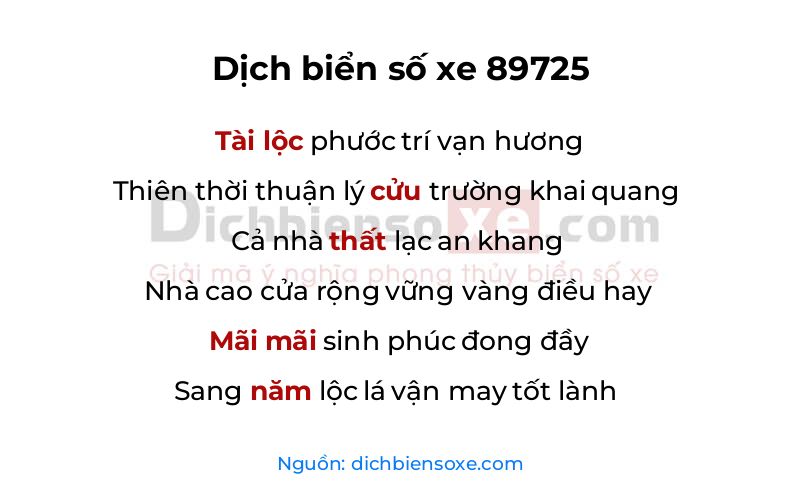 Dịch thơ biển số 89725