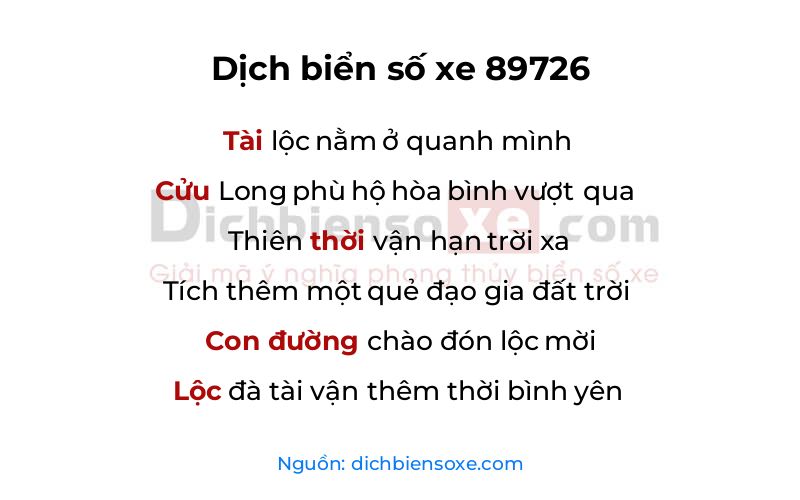 Dịch thơ biển số 89726