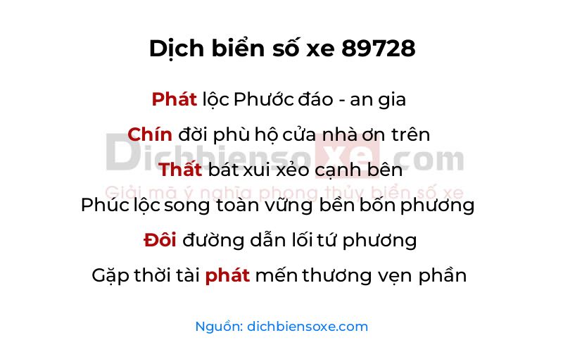 Dịch thơ biển số 89728