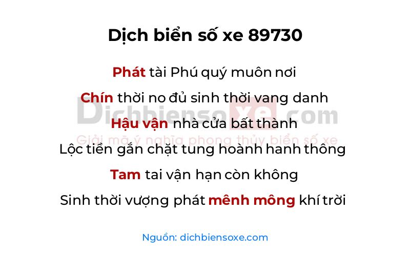 Dịch thơ biển số 89730