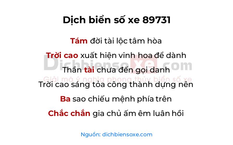 Dịch thơ biển số 89731