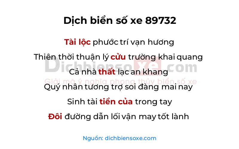 Dịch thơ biển số 89732
