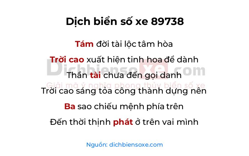 Dịch thơ biển số 89738