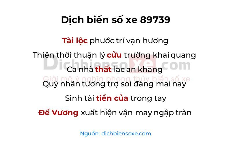 Dịch thơ biển số 89739