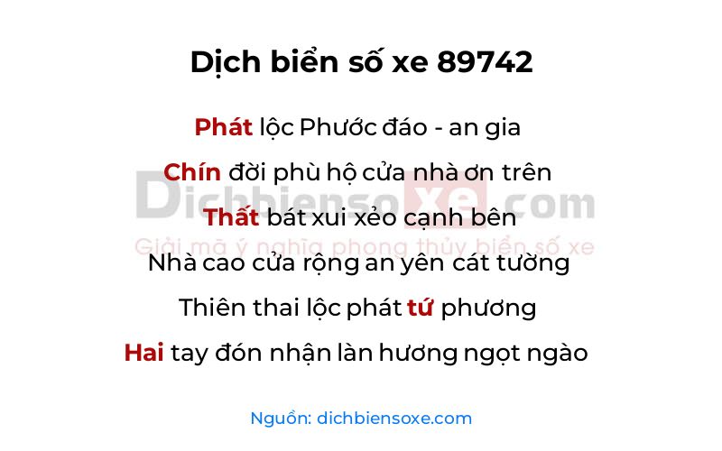 Dịch thơ biển số 89742