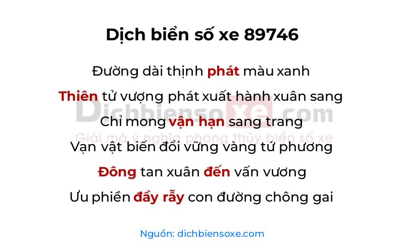 Dịch thơ biển số 89746