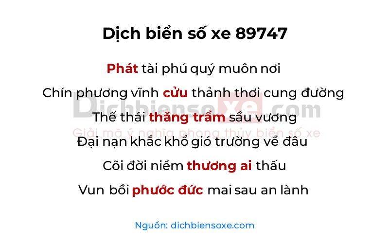 Dịch thơ biển số 89747