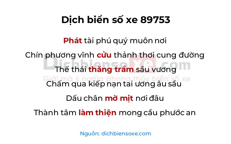 Dịch thơ biển số 89753