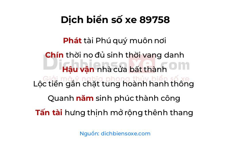 Dịch thơ biển số 89758