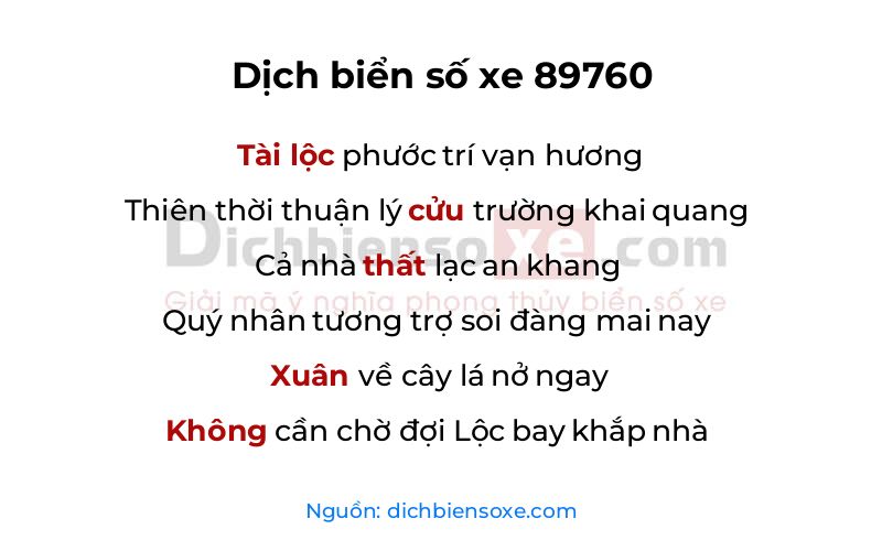 Dịch thơ biển số 89760