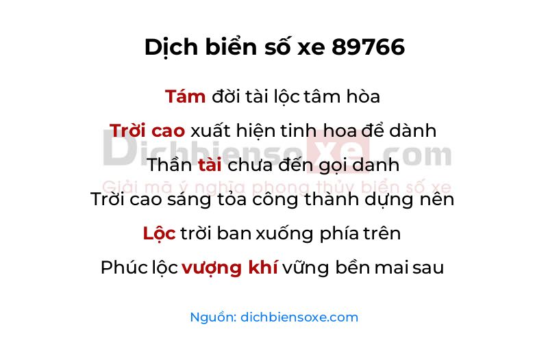 Dịch thơ biển số 89766