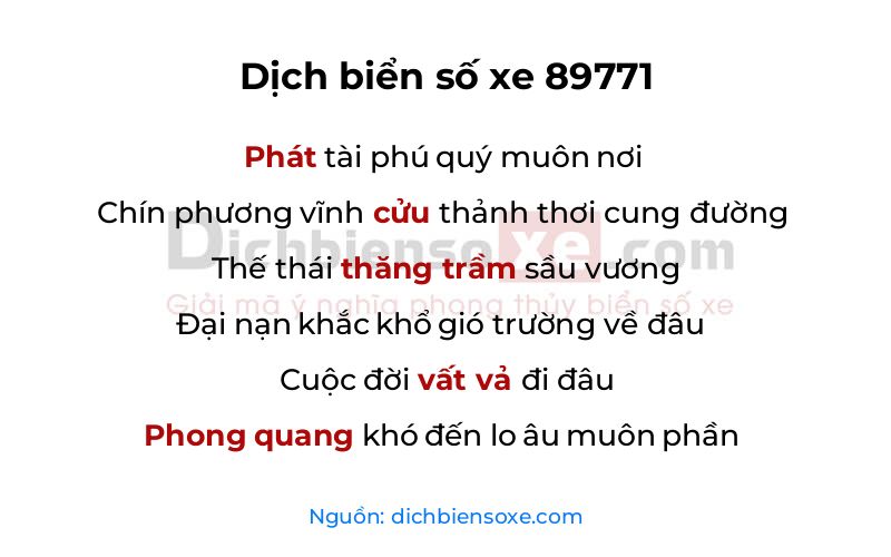 Dịch thơ biển số 89771