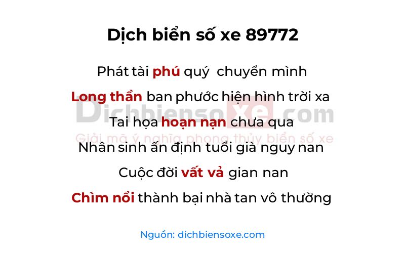 Dịch thơ biển số 89772