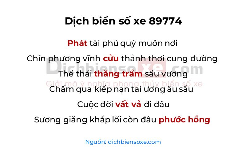 Dịch thơ biển số 89774