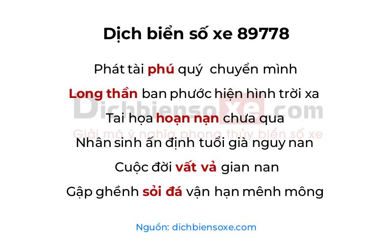 Dịch thơ biển số 89778