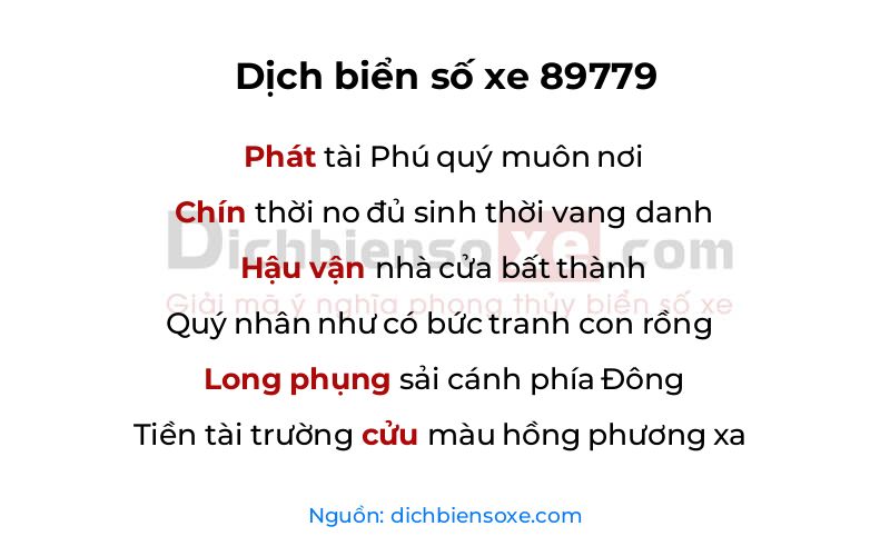 Dịch thơ biển số 89779