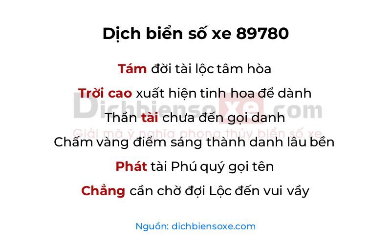 Dịch thơ biển số 89780