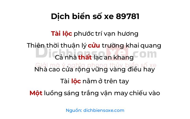 Dịch thơ biển số 89781