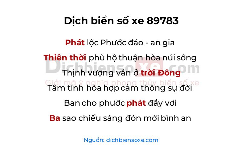Dịch thơ biển số 89783