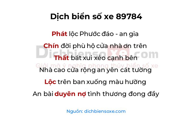 Dịch thơ biển số 89784
