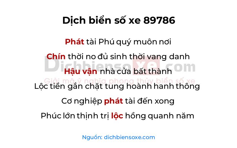 Dịch thơ biển số 89786